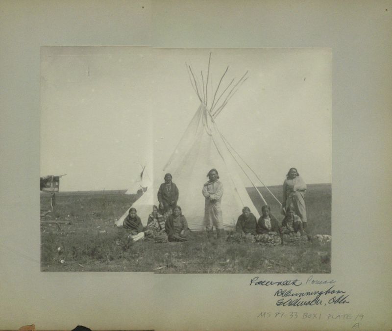 Pawnee family in front of tepee Cunningham, Stillwater, Oklahoma.jpg